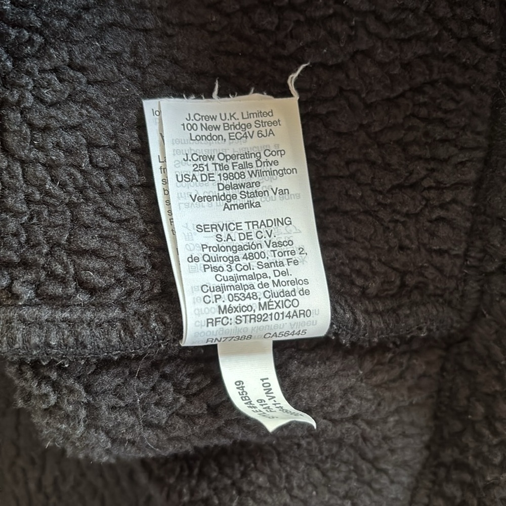 J. Crew Snap Collar Sherpa Polartec® Fleece Pullover Jacket Women’s Black Size M - Picture 11 of 12